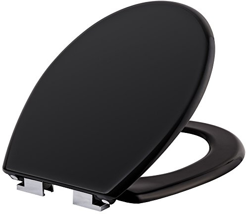 TecTake Asiento de WC taza wáter tapa para retrete cierre amortiguado inodoro - varios modelos - (negro | No. 402257)