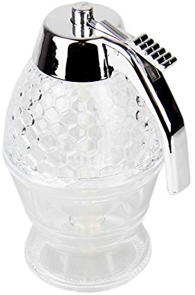 OFKPO 200 ML Distributeur de Miel, Pichet Miel Pot Distributeur de Miel avec Socle, Pot à Nourriture Tasse Portable Jus Abeille Pot de Rangement