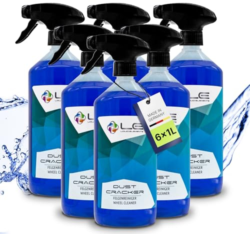 Liquid Elements – Felgenreiniger Dust Cracker 6x1 Liter – Auto Reiniger für alle Felgentypen wie Alufelgen & Stahlfelgen – säurefreier Reiniger mit Wirkindikator – entfernt hartnäckige Verschmutzungen