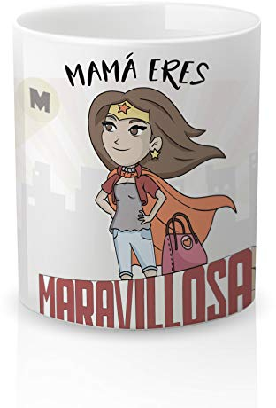 Yujuuu! | Taza cerámica Original Madre. Resistente 100% al microondas y lavavajillas. Taza con Mensaje Mamá Eres Maravillosa.
