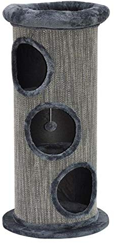 nanook Tonneau griffoir/Poubelle de Jeu pour Chat - 100 cm - avec lit encastré - Grandes Ouvertures - Stable avec Plaque de Base - Gris