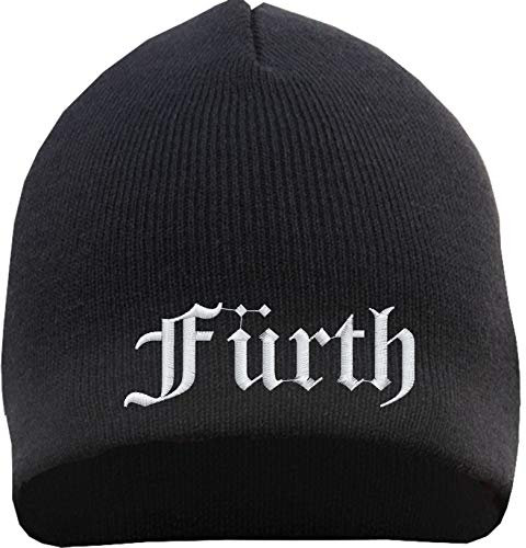 HB_Druck Fürth Beanie Mütze - Altdeutsch - Bestickt - Strickmütze Wintermütze Einheitsgröße Schwarz