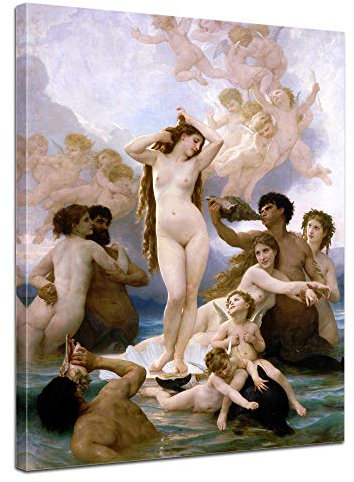 Bilderdepot24 Bild auf Leinwand | William Adolphe Bouguereau - Geburt der Venus in 30x40 cm als Wandbild | Wand-deko Dekoration Wohnung alte Meister | NEU-180229-30x40-gdv