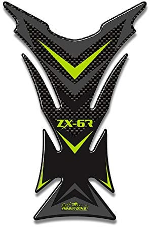 Resin Bike Aufkleber für Motorrad Kompatibel mit Kawasaki Ninja ZX6R 2007-2008. Tankabdeckung vor Stößen und Kratzern. 3D-Harzklebstoff Kohlefaser-Effekt - Stickers - Made in Italy