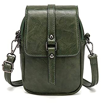 myfriday Women Vintage Crossbody Phone Bag Small Messenger Bag Shoulder Bag Handbag Wallet Purse 2 Main Pockets with Earphone Hole