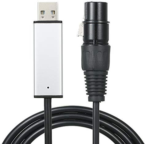 Lixada USB Cables para Luz de Escenario al Adaptador de Interfaz DMX LED DMX512 Ordenador PC Etapa Controlador de Iluminación Regulador