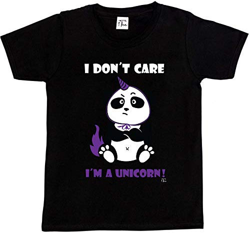1Tee Boys I Don't Care I'm a Unicorn Cute Panda in Disguise T-Shirt Black 12-14 Years