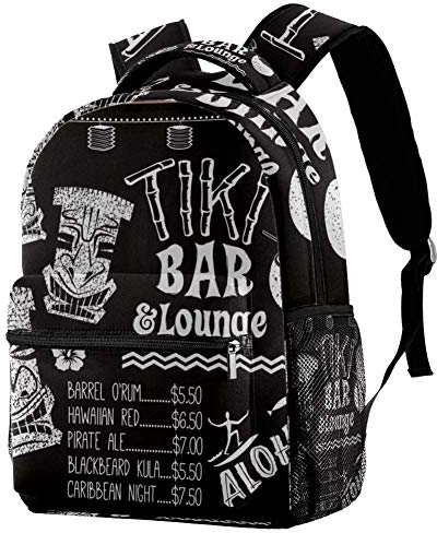LORVIES Tiki Bar und Lounge Kreidetafel, Cocktail-Menü, lässiger Rucksack, Schulterrucksack, Büchertasche für Schule, Studenten, Reisetaschen