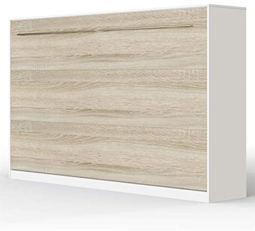 SMARTBett Schrankbett Standard Weiss/Eiche Sonoma 120 Horizontal