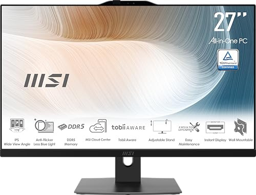 MSI Modern AM272P 1M-1234DE All in One PC, Intel Core 7 Processor 150U, 24 Zoll, FHD (1920x1080), 1TB SSD, 16GB DDR5, Webcam, Windows 11 Pro, Schwarz