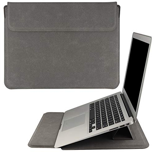 HoYiXi 14 Inch Laptop Sleeve Case PU Leather Case Compatible with New MacBook Pro 14 2021/HUAWEI MateBook 14 2021/HP Chromebook 14'' /Dell Latitude 14/13.5'' Surface Laptop 3, Sleeve Pouch Dark Gray