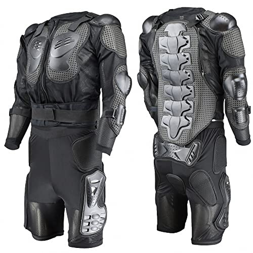MAOTN Herren Cross-Country Motorrad rüstung Anzug Set, brustpanzer MTB + pad Hose, rückenschutz Body Guard,Downhill Protektoren,Motorcross Racing schutzkleidung/beschützer Gear,Black,XXL
