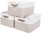 Mangata Aufbewahrungskorb, 3er Set Große Aufbewahrungsbox Stoff Box für Schrank, Decke und Kleidung(Helles Khaki/Weiß, XLarge)