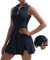 CUGOAO Damen-Tenniskleid, Golfkleid, Workout-Kleid mit Shorts und Taschen für ärmellose Sportkleider, Blau, Klein