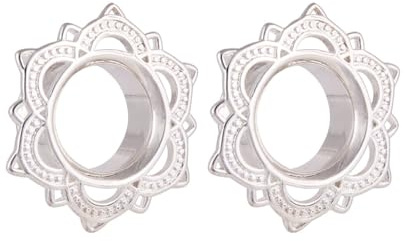 Lieson Ear Tunnel Plug, 2 Stück Flesh Tunnel Edelstahl Vintage Blume Flesh Tunnel Piercing Schmuck