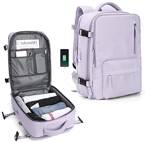 SZLX Ryanair Handgepäck Rucksack Damen für Flugzeug Untersitz Kabinentasche Reiserucksack Handgepäck Flugzeug Easyjet Rucksack Wasserdicht Herren mit Schuhfach für 14-Zoll-Laptops,Lila