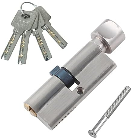 35T/35 Thumb Turn Euro Cylinder Lock (70mm), Euro Door Barrel Lock with 4 Keys, Anti-Drill and Anti-Pick Barrel Profile Lock for Wooden, UPVC and Composite Doors Silver