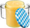 KADAX Lot de 100 pots à confiture 350 ml, avec couvercle à visser, pots à miel, pots de conservation pour champignons, confitures, miel (bleu à carreaux)