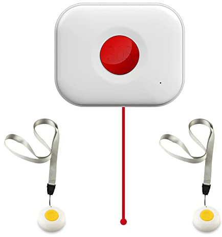 Wolf Guard Sistema de Alarma 4G, cordón SOS, botón de Llamada de Emergencia de marcación automática para Pacientes de Edad Avanzada, hogar Personal (2 Botones + 1 Receptor)