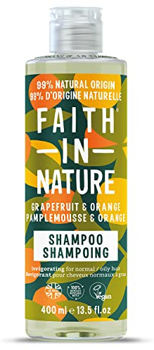 Faith In Nature Natürliches Grapefruit-Orangen-Shampoo, Belebend, Vegan und Frei von Tierversuchen, Ohne SLS Oder Parabene, Für Normales bis Fettiges Haar, 400ml