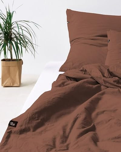 HOP DESIGN Bettwäsche 135x200 Baumwolle Bettwäsche-Sets, Bettbezug 135x200 Rostbraun - Bettbezüge Sommerbettwäsche, Duvet Cover mit 1 Kissen Bezug 100% Baumwolle Ideal für Allergiker