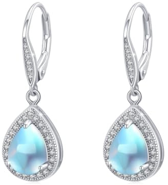 Malachit/Mondstein/Türkis Ohrringe Silber 925 Creolen Ohrringe für Damen Mädchen Schmuck Geschenke für Frauen Kinder Mama Frau Freundin Tochter