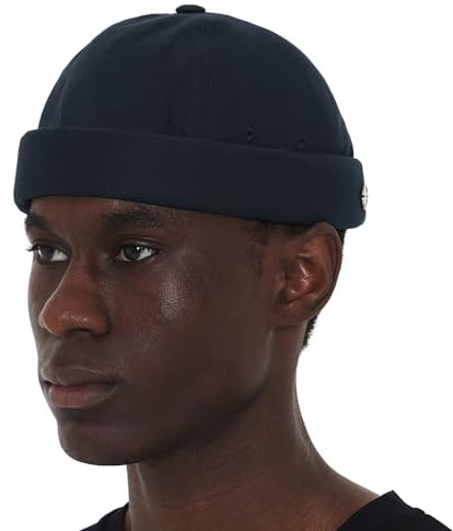 UNDERCONTROL Extragroße, übergroße XXL-Kappe ohne Krempe für große Köpfe, handgenähtes Stahletikett, verstellbar, einfarbig, Unisex, Übergröße, koreanische XL-Uhrenmütze (Marineblau)