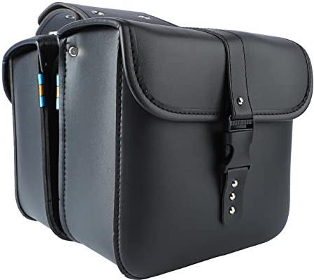 Leapiture Motorrad-Satteltaschen, PU-Leder, seitliche Werkzeugtasche, Motorrad-Aufbewahrungstaschen, Schwarz für Motorräder