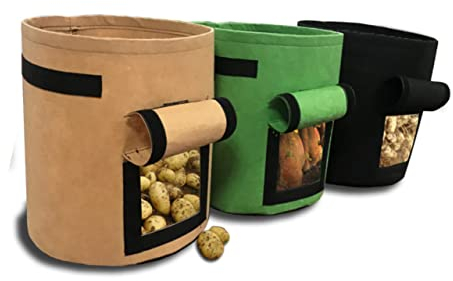 DIKACA Kartoffel-Anbaubeutel mit Taschen für den Gartenanbau sämaschine saatstreuer Pflanze Pflanzgefäße im Freien Süßkartoffel Anlage Eimer gefühlt Muschelschale Container