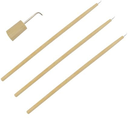 3 Stück Häkelnadeln zum Nähen Häkelnadeln mit Holzgriff Set für SpitzenPerücken Wig Making Tools Hair Extension Tools