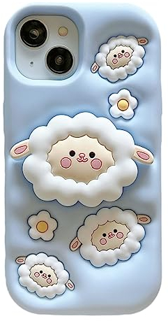 QoKcoahn Fall für iPhone 15 Pro Max, 3D Kawaii Phone Cases Lustige Nette Cartoon Schafhalter Cover Soft Silikon Gel Drop Protection Case für iPhone 15 Pro Max