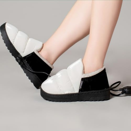 CRETUAO WäRmesohlen füR Schuhe Beheizbare Hausschuhe FusswäRmer Erwachsene Elektrisch Mit Heizung Schnelles Aufheizen 50stunden Nur Einer Ladung und Zwei Stufen,White 27 (38 40)