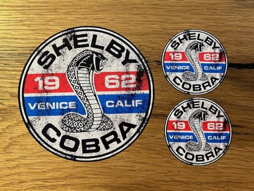 3x SHELBY Aufkleber 10/5cm Kult Sticker Set USA Racing Mustang AC V8 Cobra Rennsport Oldtimer Vintage Auto Tuning