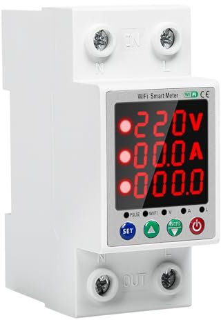 BuyWeek Medidor de energía WiFi Medidor eléctrico monofásico inteligente Medidor de KWh 1-63A 80-300V Monitor de consumo de energía digital con control de aplicación Tuya, disyuntor, medidor de electr