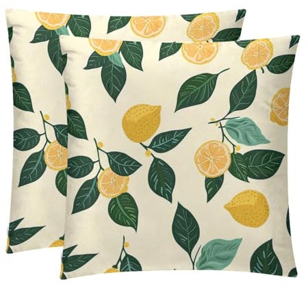 FNETJXF Federa per cuscino decorativa, confezione da 2 federe per cuscino, giallo limone, frutta gialla, federe decorative, federe per cuscino