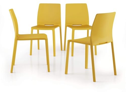 MOBILI FIVER, Stühle Emma, 4er-Set, Senfgelb, Made In Italy