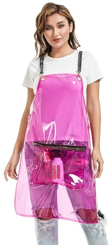 MIKI WELL Waterproof Apron with Pocket - TPU Hairdressing Apron Transparent, Adjustable Cross Back,75cm