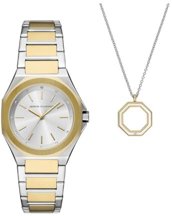Armani Exchange Watch for Women, Quartz Movement and 36mm Case Size with Stainless Steel, Leather or Silicone Strap