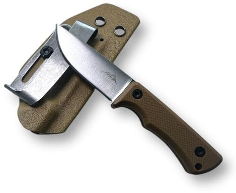 SK Wild Ones® Neck Knife Messer - Outdoor Neckknife Survival - Halskette Messer feststehende Klinge - Gürtelmesser mit G10 Griff - EDC Messer Outdoor Messer - 440 C Edelstahl Braun Bragi 42a