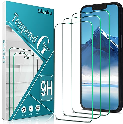 Slanku Screen Protector for iPhone 14 Tempered Glass 3 Pack | 6.1-Inch 9H Hardness Glass, Anti-Scratch, Case-Friendly, HD Clear, No Bubbles
