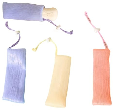 BIRLOZA Lot de 3 Sacs à Savon Filet à Savon avec Cordon pour Savon Solide Sac à Savon pour Douche Filet pour Mousse et Séchage de Savon