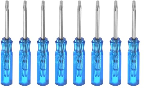 QUARKZMAN 8 Stück Mini Torxschraubendreher Set Kleine Schraubenzieher Set T6 Magnetisch Torxkopf 45mm Länge Feinmechaniker Schraubendreher Set für Uhren Brillen Reparatur Werkzeug Set, Blau