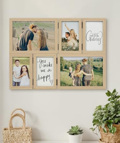 SUMGAR Marco de Fotos Collage de Madera Set de 6, Set de 2 Marcos 13x18 con 4 Marcos 8x13, para Escritorio o Pared, Regalo Ideal para Familia, Boda, Festival, Navidad