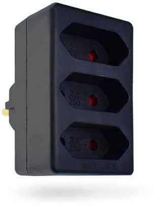feletec 3-fach Steckdosenadapter 3x Euro, schwarz, Mehrfachstecker, Mehrfachsteckdose