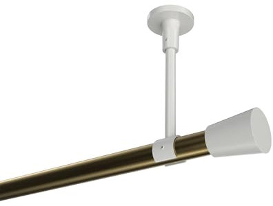 INTERDECO Vorhangstange (Deckenanbringung) 20 mm Ø Gardinenstange Messing Antik/Weiß Typ 10194633 AZA, 140 cm