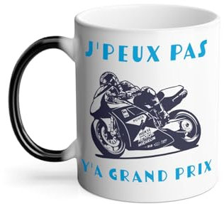 Thermoreagierende Tasse Magische Tasse – J'Peux Pas Y'a Grand Prix Moto Racing Mechanic GP – 325 ml