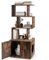 COSTWAY Cat Litter Box Enclosure, 2 in 1 Hidden Cats Washroom Furniture with 3 Storage Shelves, Side Entrance, Indoor Wooden Cat House Bookshelf (Rustic Brown)