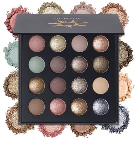 Palette di 16 colori di ombretti cotti, palette di ombretti metallici opachi e scintillanti, palette di ombretti a lunga durata, ombretti in polvere a lunga durata altamente pigmentati e sfumabili.