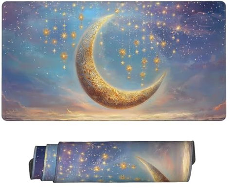 Gaming Tapis de Souris, Grand Tapis de Souris XXL 1600 x 800 x 3 mm,La Lune Tapis Souris pour Clavier et Bureau, avec Bords Surpiqués et Dos Antidérapant, for Gamer Gaming Accessoire D-1257