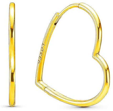 Herz Creolen Ohrringe Silber 925,Glänzend Hoop Gold Damen Ohrringe,Geschenk für Frauen